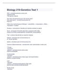 Biology 210-Genetics Test 1 with complte solution