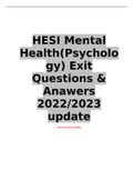 HESI Mental Health(Psychology) Exit Questions & Anawers 2022/2023 update