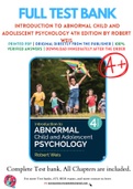 Test Bank for Introduction to Abnormal Child and Adolescent Psychology 4th Edition by Robert Weis Chapter 1-16 Complete Guide
