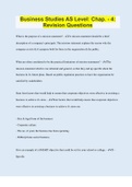 Business Studies AS Level&colon; Chap&period; - 4&colon; Revision Questions &vert; Questions with 100&percnt; Correct Answers &vert; Verified &vert; Updated 2023