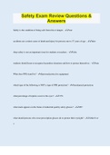 Safety Exam Review Questions & Answers &vert; Questions with 100&percnt; Correct Answers &vert; Verified &vert; Updated 2023