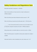 Safety Guidelines and Regulations Quiz &vert; Questions with 100&percnt; Correct Answers &vert; Verified &vert; Updated 2023