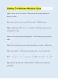 Safety Guidelines Module Quiz &vert; Questions with 100&percnt; Correct Answers &vert; Verified &vert; Updated 2023