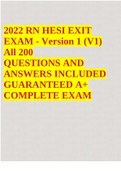 2022 RN HESI EXIT EXAM - Version 1 (V1) All 200 QUESTIONS AND ANSWERS INCLUDED GUARANTEED A+ COMPLETE EXAM