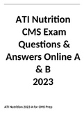ATI Nutrition CMS Exam Questions & Answers Online A & B 2023&period;