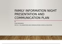 SPD 521 Family Information Night Presentation and Communication Plan- Grand Canyon University