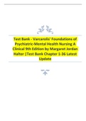 Test Bank - Varcarolis' Foundations of  Psychiatric-Mental Health Nursing A  Clinical 9th Edition by Margaret Jordan  Halter |Test Bank Chapter 1-36 Latest  Update