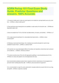 AORN Periop 101 Final Exam Study Guide. Predictor Questions and answers. 100% Accurate.