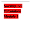 Nursing 375 Calculation Module 1 