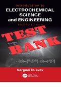 TEST BANK for Introduction to Electrochemical Science and Engineering 2nd Edition by Serguei N. Lvov. ISBN 9781138196780. Questions & Solutions (Complete Download).