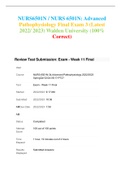 NURS6501N / NURS 6501N: Advanced Pathophysiology Final Exam 3 (Latest 2022/ 2023) Walden University(100% Correct)