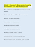 CISSP - Domain 1 - Information Security Governance and Risk Management &vert; 80 Questions with 100&percnt; Correct Answers &vert; Verified &vert; Latest Update