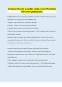 Clinical Nurse Leader &lpar;CNL&rpar; Certification Review Questions &vert; 200 Questions with 100&percnt; Correct Answers &vert; Verified &vert; Latest Update &vert; 100 Pages