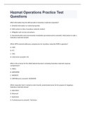 Hazmat Operations  Practice Test (multiple choice)questions with  correct answers