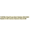 NAPSRx Final Exam Quiz Solution 2022/2023 Rated A+ 145 Correct Answers Out of 160. 