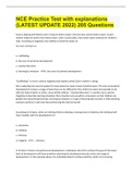 NCE Practice Test with explanations &lpar;LATEST UPDATE 2022&rpar; 205 Questions