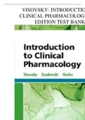 VISOVSKY INTRODUCTION TO CLINICAL PHARMACOLOGY - 10TH EDITION &lpar;questions & answers&rpar; TESTBANK 2023