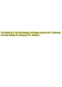 Test Bank For The Psychology of Women (Instructor’s Manual) Seventh Edition by Margaret W. Matlin’s.
