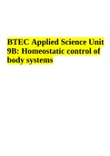 BTEC Applied Science Unit 9B: Homeostatic control of body systems