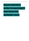 NCLEX CHAPTER 1 INTRO TO MATERNITY AND PEDIATRIC NURSING 1.