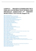 LEHNE’S PHARMACOTHERAPEUTICS FOR ADVANCED PRACTICE NURSES AND PHYSICIAN ASSISTANTS 2ND EDITION ROSENTHAL TEST BANK 1-92