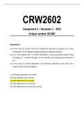 CRW2602 Assignment 2 Semester 1 2023