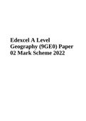 Edexcel A Level Geography (9GE0) Paper 02 Mark Scheme 2022