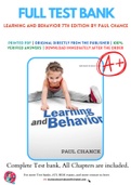 Test Bank For Learning and Behavior 7th Edition by Paul Chance 9780357670910 Chapter 1-13 Complete Guide.