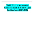 WGU C251 – Accounting Capstone Task 1- Yellow Leaf Fashion Inc.--2023-2024 