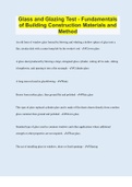 Glass and Glazing Test - Fundamentals of Building Construction Materials and Method  &vert; 100 Questions with 100&percnt; Correct Answers &vert; Verified &vert; Latest Update