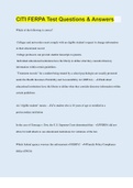 CITI FERPA Test Questions & Answers  &vert; Questions with 100&percnt; Correct Answers &vert; Verified &vert; Latest Update