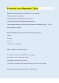 Prenatal and Neonatal Quiz  | Questions with 100% Correct Answers | Verified | Latest Update