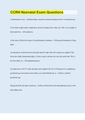 CCRN Neonatal Exam Questions  &vert; 320 Questions with 100&percnt; Correct Answers &vert; Verified &vert; Latest Update &vert; 47 Pages