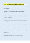 CSIT 101 MidTerm Exam Questions &vert; 85 Questions with 100&percnt; Correct Answers &vert; Verified &vert; Latest Update