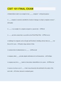CSIT 101 FINAL EXAM &vert; 110 Questions with 100&percnt; Correct Answers &vert; Verified &vert; Latest Update