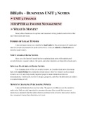 BBI2O1 Grade 10 Business Studies - UNIT 3 (Finance and Entrepreneurship) Notes