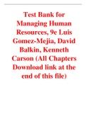 Managing Human Resources 9th Edition By Luis Gomez-Mejia, David Balkin, Kenneth Carson (Test Bank)