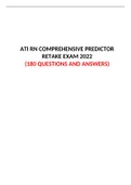 ATI RN COMPREHENSIVE PREDICTOR RETAKE EXAM 2022 (180 QUESTIONS AND ANSWERS)