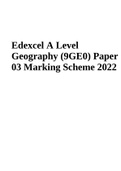 Edexcel A Level Geography (9GE0) Paper 03 Marking Scheme 2022