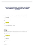  COM 316 &sol; COM316 EXAM 1 LATEST 2023-2024 GENDER AND COMMUNICATION QUESTIONS AND CORRECT ANSWERS 