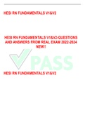 HESI RN FUNDAMENTALS V1&V2-QUESTIONS AND ANSWERS FROM REAL EXAM 2022-2024 NEW!!