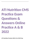ATI Nutrition CMS Practice Exam Questions & Answers Online Practice A & B 2022