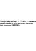 NRNP 6540 Case Study 1: CC: Mrs. L.,(answered) complete guide, to help you ace on your study (latest summer 2020/2021).