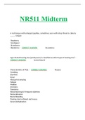 NR511 Differential Diagnosis and Primary Care Practicum WEEK 4 / MIDTERM exam 2023