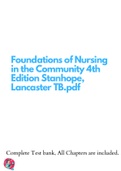 Foundations of Nursing in the Community 4th Edition Stanhope&comma; Lancaster TB&period;pdf