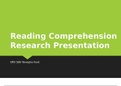 SPD 550 Reading Comprehension Research Presentation Presentation- Grand Canyon University