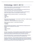 Criminology - Unit 3 - AC 1&period;3 &comma;2023 with complete solution
