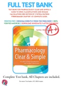 Test Bank For Pharmacology Clear and Simple A Guide to Drug Classifications and Dosage Calculations 3rd Edition By Cynthia Watkins 9780803666528 Chapter 1-21 Complete Guide .