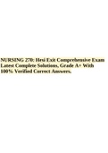 NURSING 270: Hesi Exit Comprehensive Exam Latest Complete Solutions, Grade A+ With 100% Verified Correct Answers.
