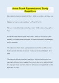 Anne Frank Remembered Study Questions &vert; Questions with 100&percnt; Correct Answers &vert; Verified &vert; Latest Update
